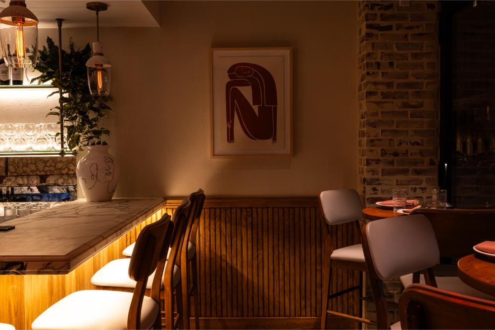 Cozy booth seating at Dear Margo