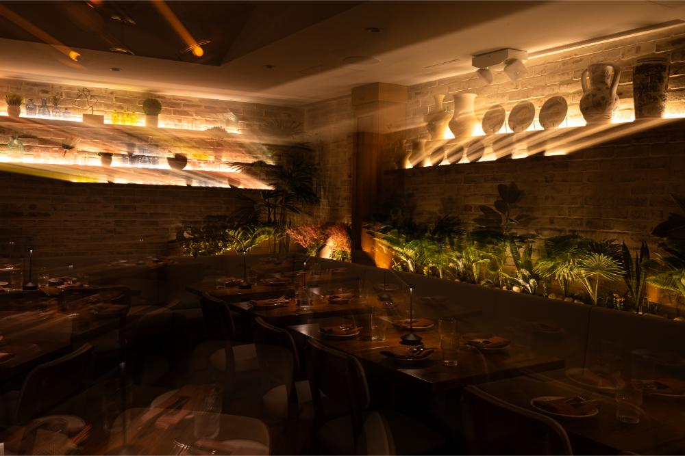 Patio dining presentation with dishes