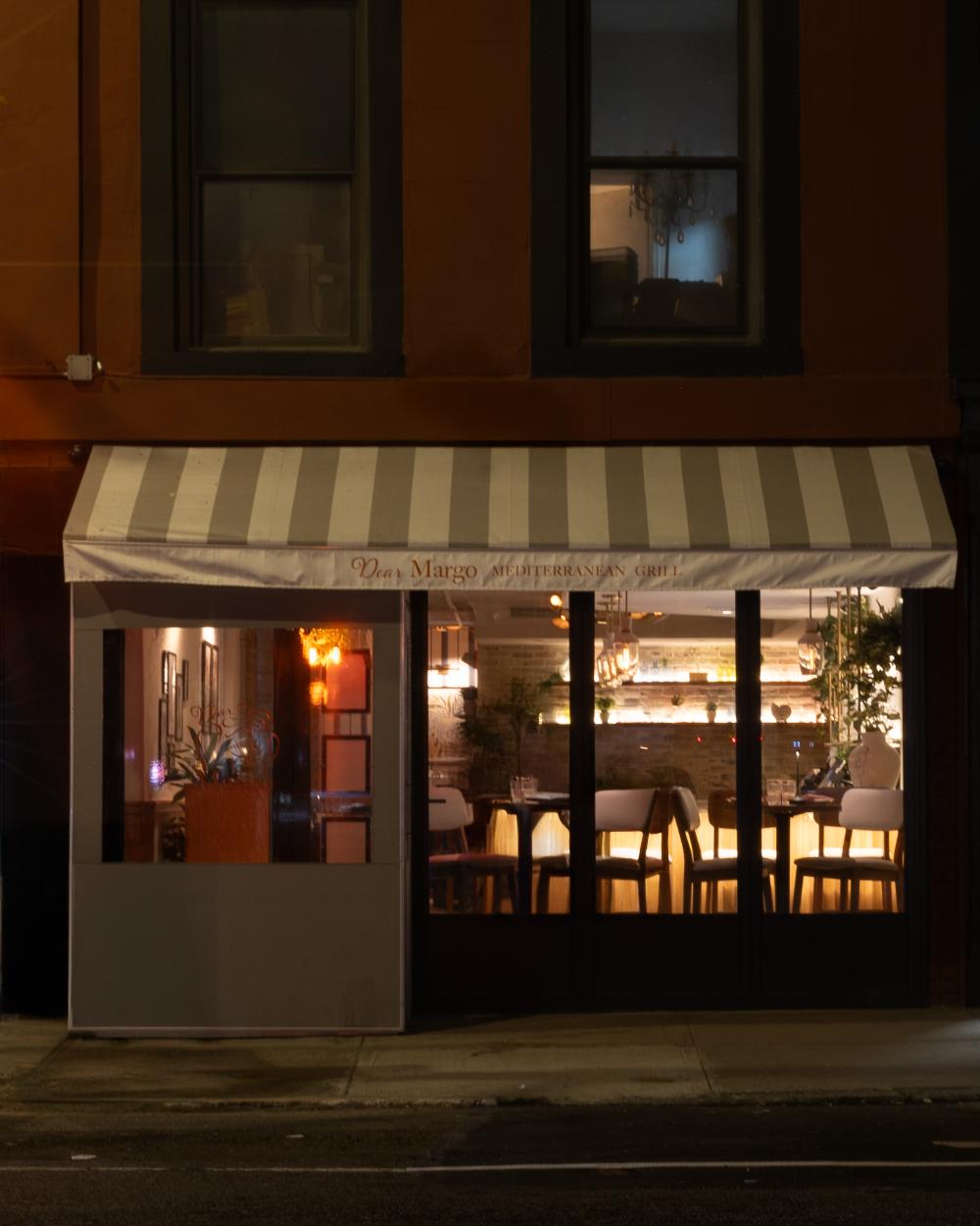 Patio table setting with cocktails