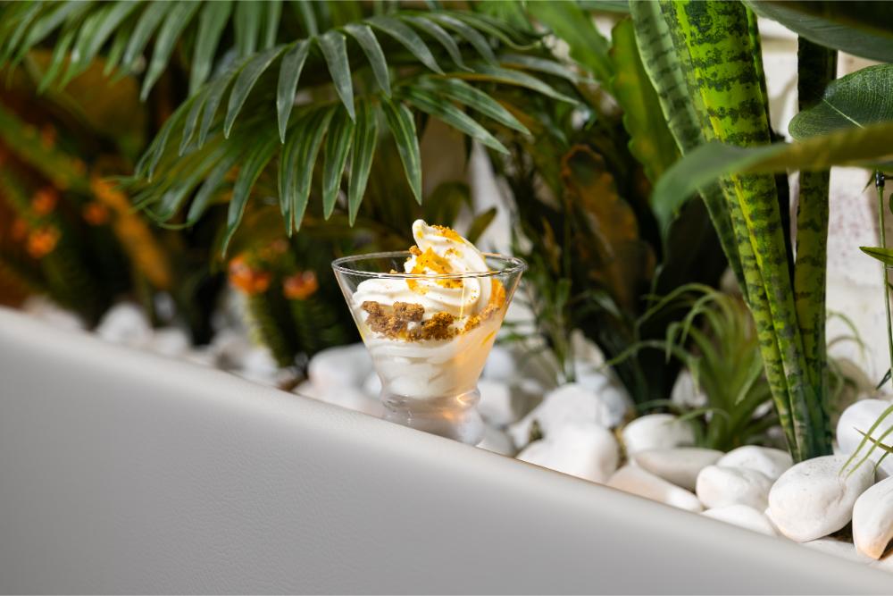 Dessert with whipped topping at Dear Margo