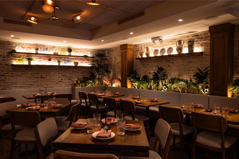 Dining room with ambient lighting