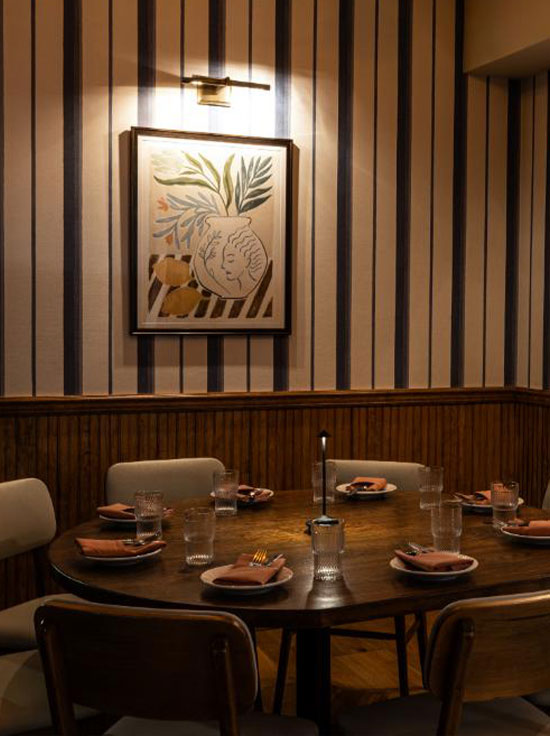 Round table in Dear Margo dining room